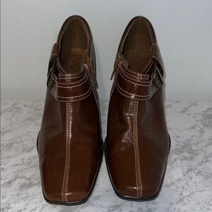 A2 by Aerosoles Brown Ankle Booty Side Zipper